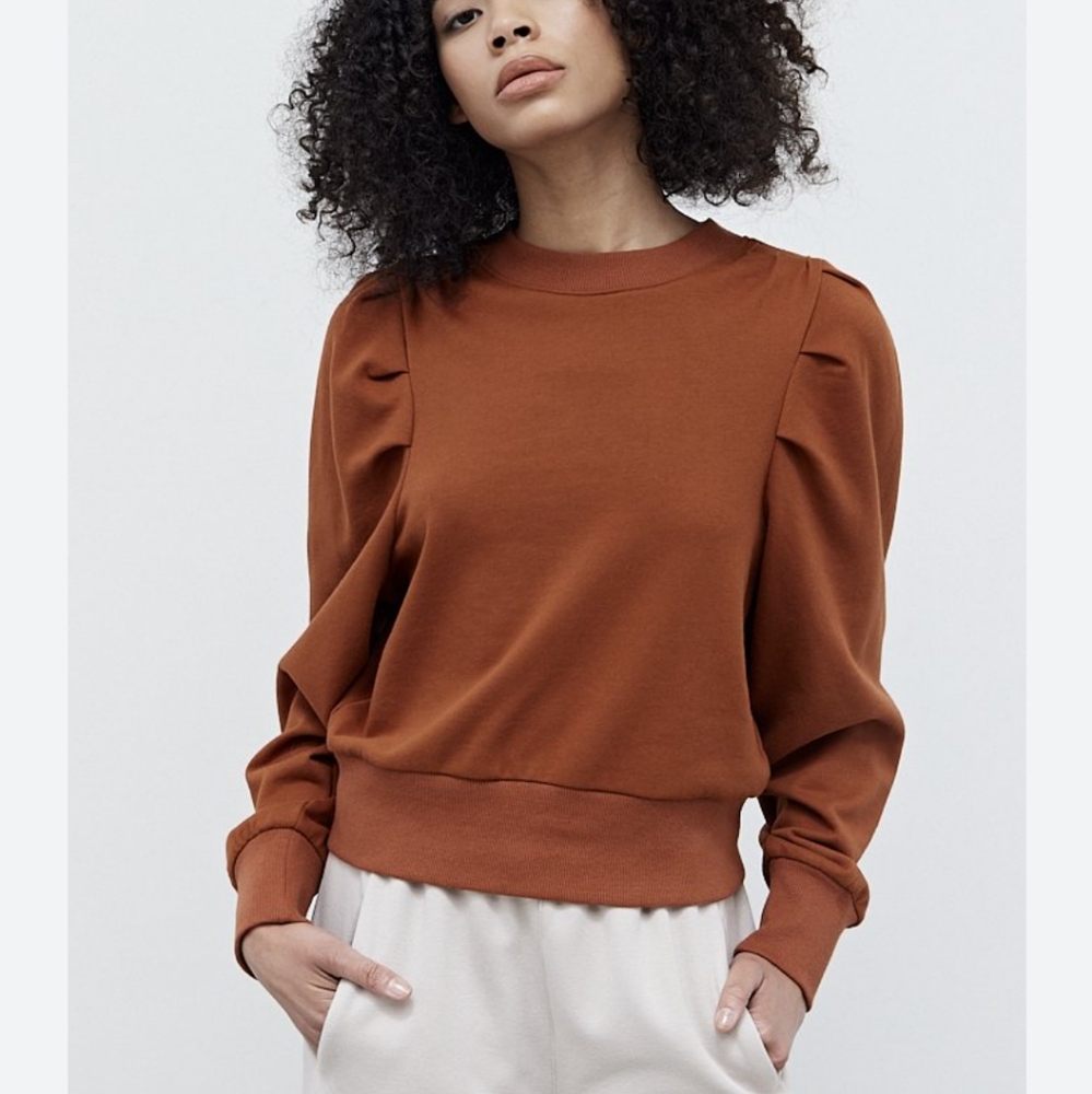 GAP Rust Brown Puff-Sleeve Sweatshirt